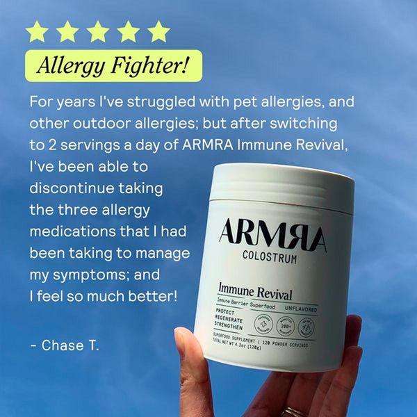 A high-performing testimonial ad featuring a customer's personal experience with an immune-boosting colostrum supplement.